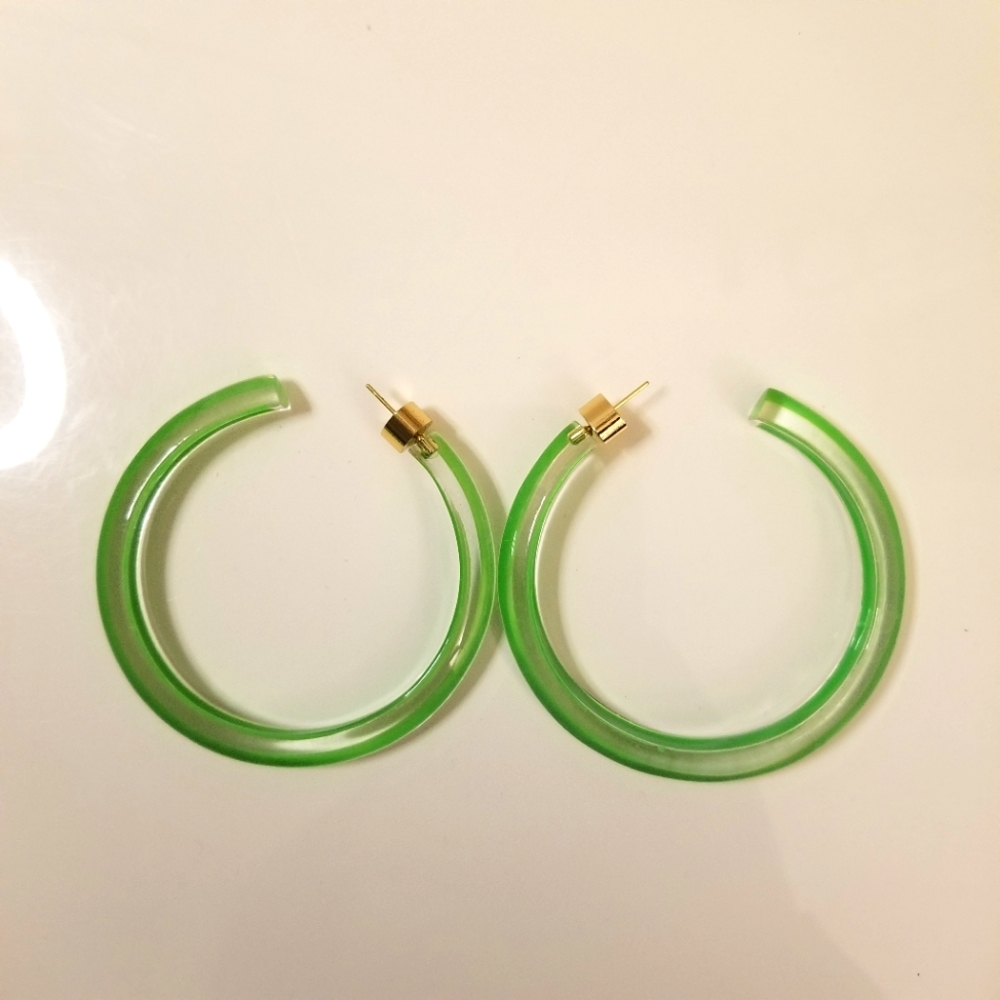 NEW Alison Lou Medium Jelly Hoops - Green